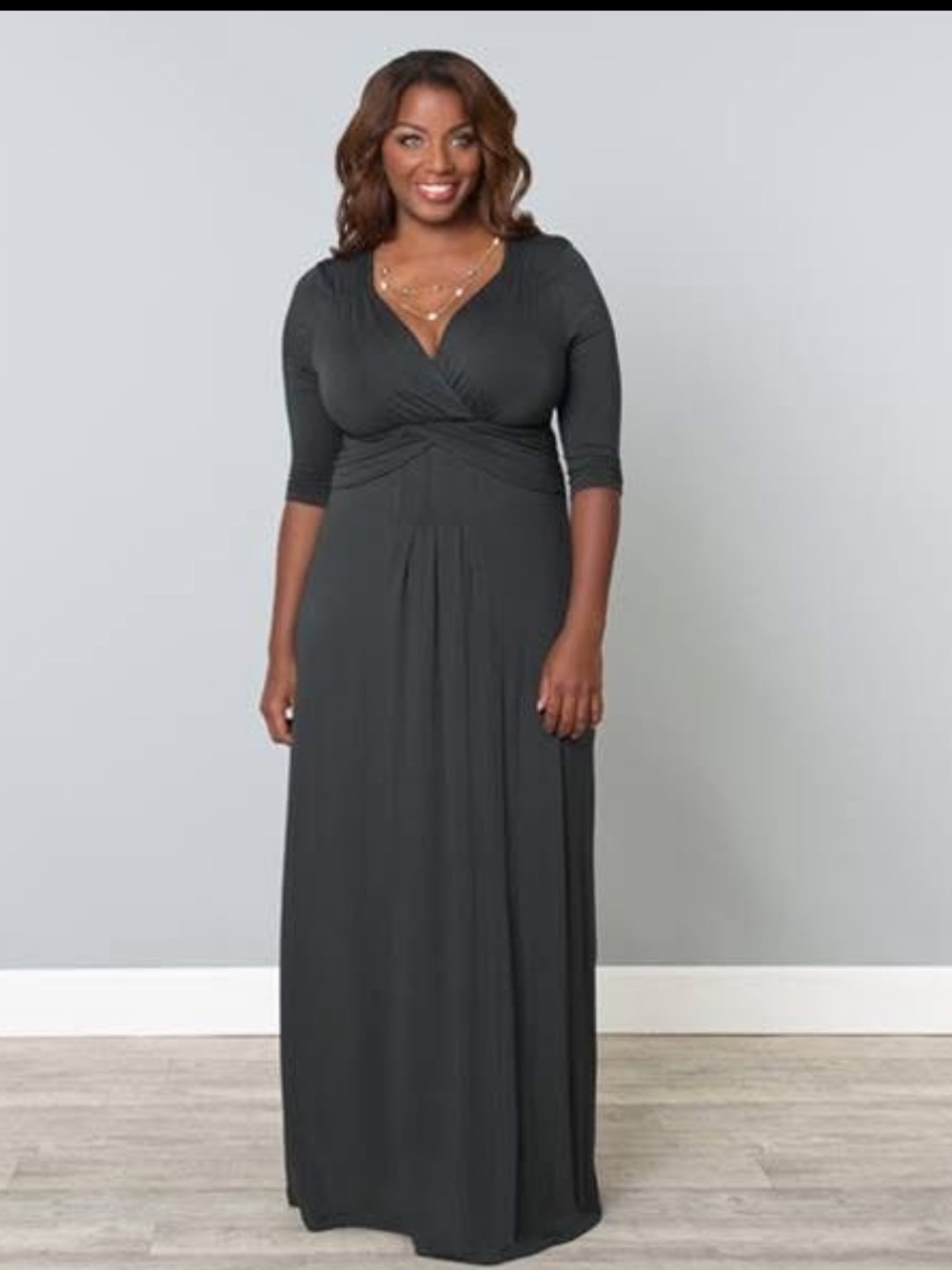 Kiyonna Black Desert Rain Jersey Maxi Dress Woman’s Plus Size 3X (22-24)
